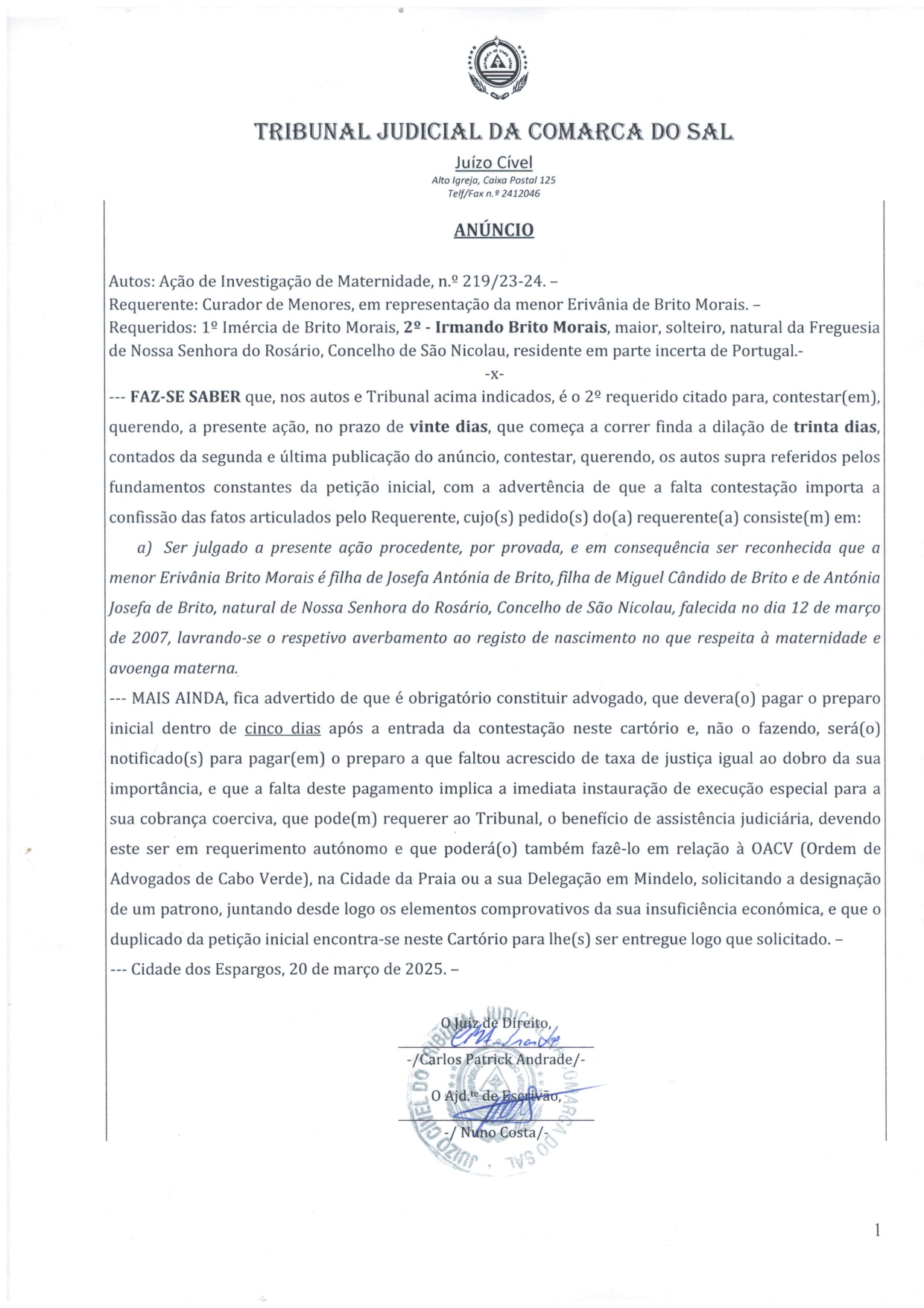 Anúncio Judicial Irmandino Morais page 0001